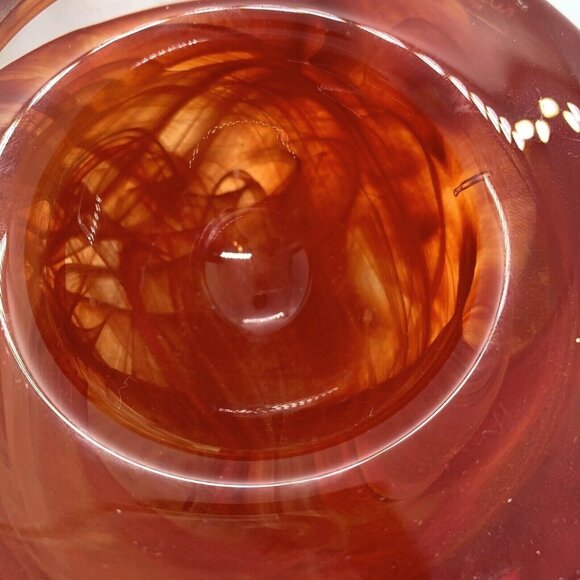 Kosta Boda Atoll Bowl Paperweight Anna Ehrner Red Swirl Art Glass Sweden - Picture 7 of 12